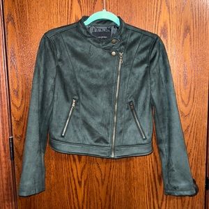Banana Republic FAUX SUEDE MOTO JACKET - GREEN